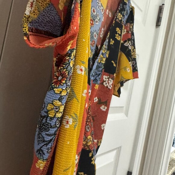 Boho Floral Patchwork Kimono Top – Size S (A mtl 1980 blouse) - Picture 5 of 8